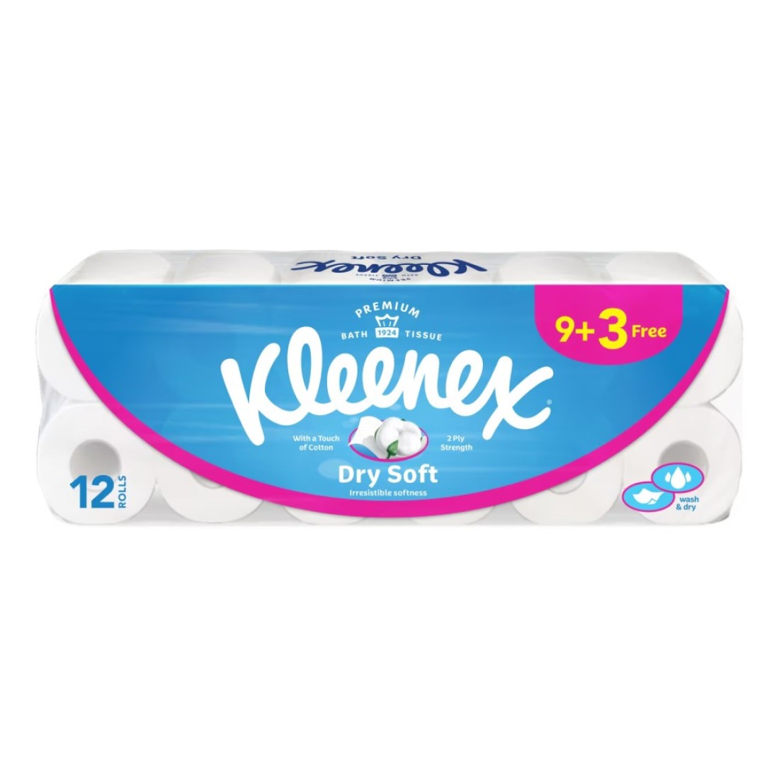 Kleenex Dry Soft Toilet Tissue Rolls 2 Ply 12 Rolls