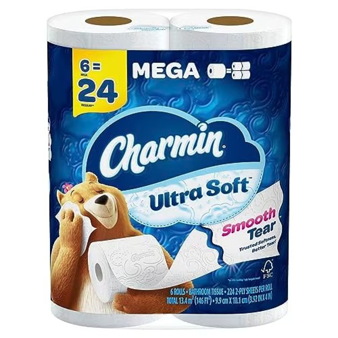 Charmin Ultra Soft Toilet Paper 6 Mega Rolls 24 Regular Rolls