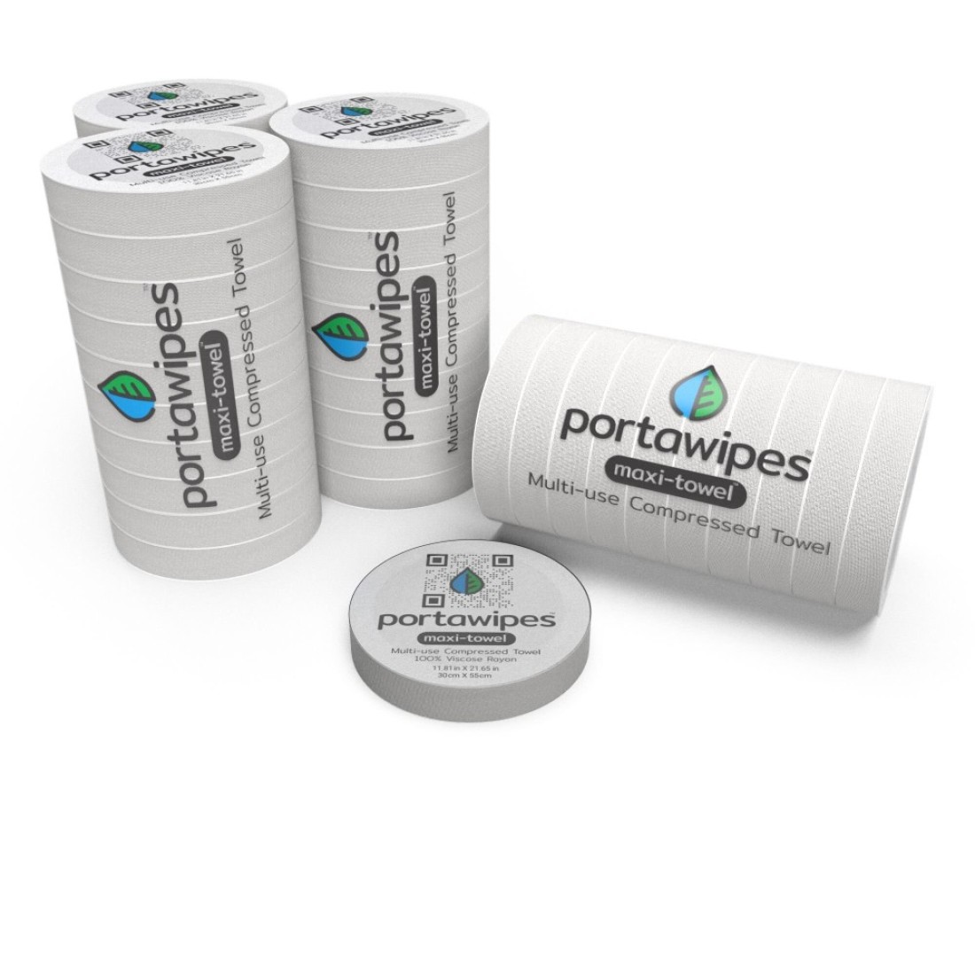 Portawipes MaxiTowel 40 Towel Pack Individually Wrapped Compressed Towel Tablet Cloth Wipes Large Soft Odorfree