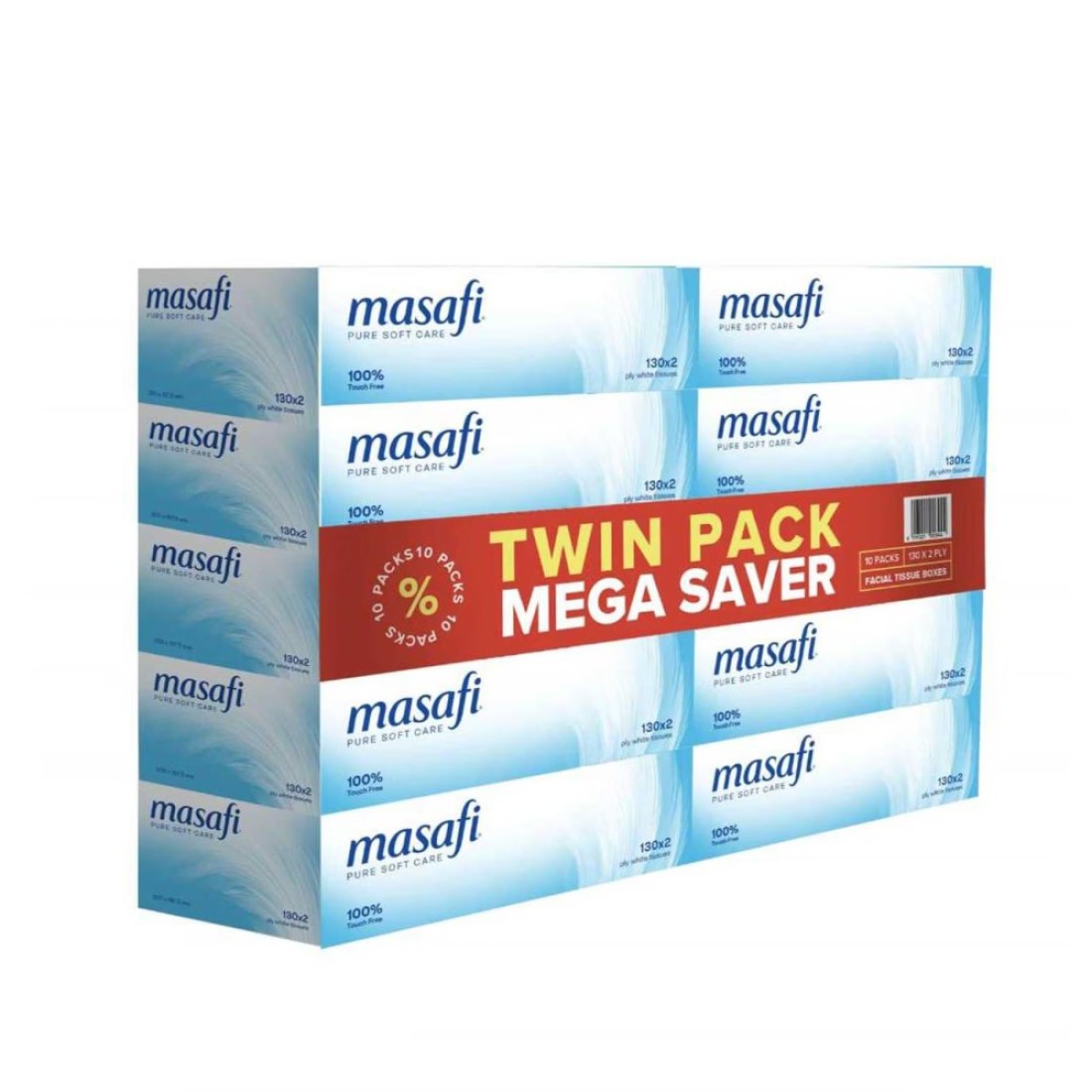 Masafi Tissue 2 Ply 130 Sheets Pack of 10