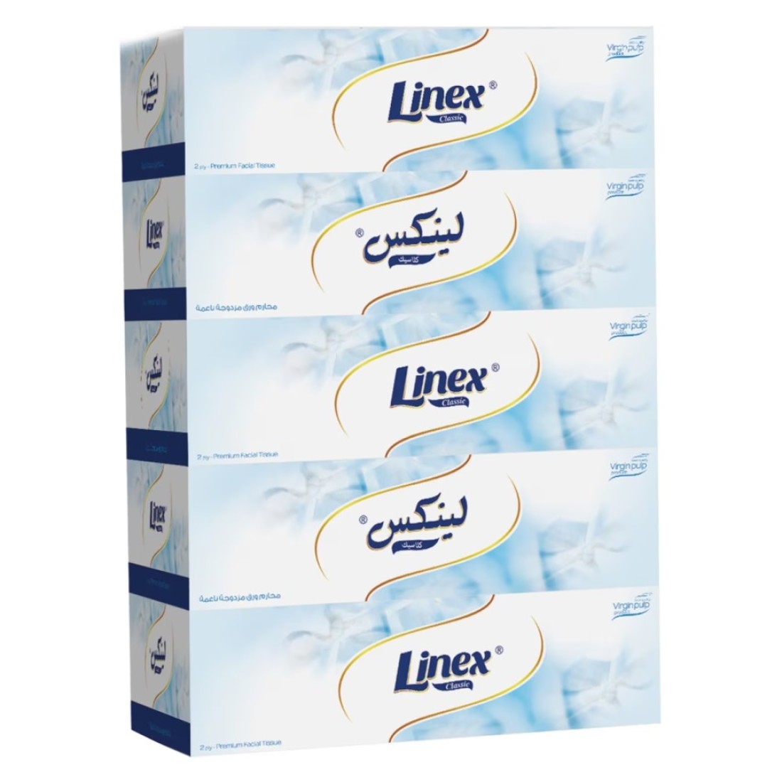 Linex Classic 2 Ply 130 Facial Tissues White Pack of 5