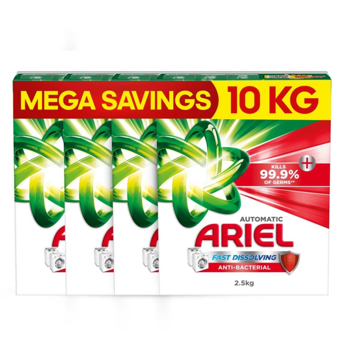 Ariel Fast Dissolving Anti-Bacterial Washing Powder for Automatic Washing Machine 2.5kg Pack of 2