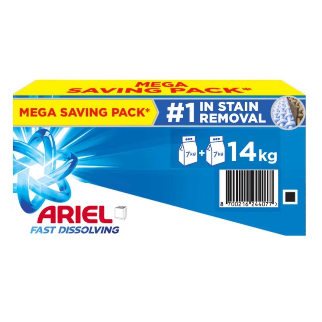 Ariel Detergent Powder Top Load Mega Box Original 7kg Pack of 2