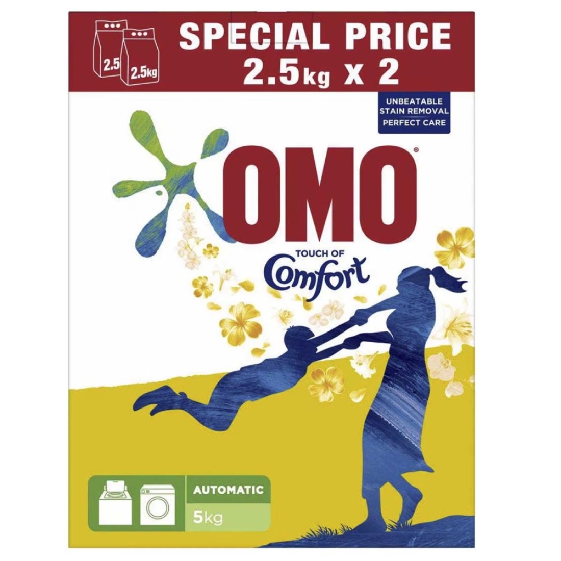 OMO Active Laundry Detergent Powder White 2.5kg Pack of 2