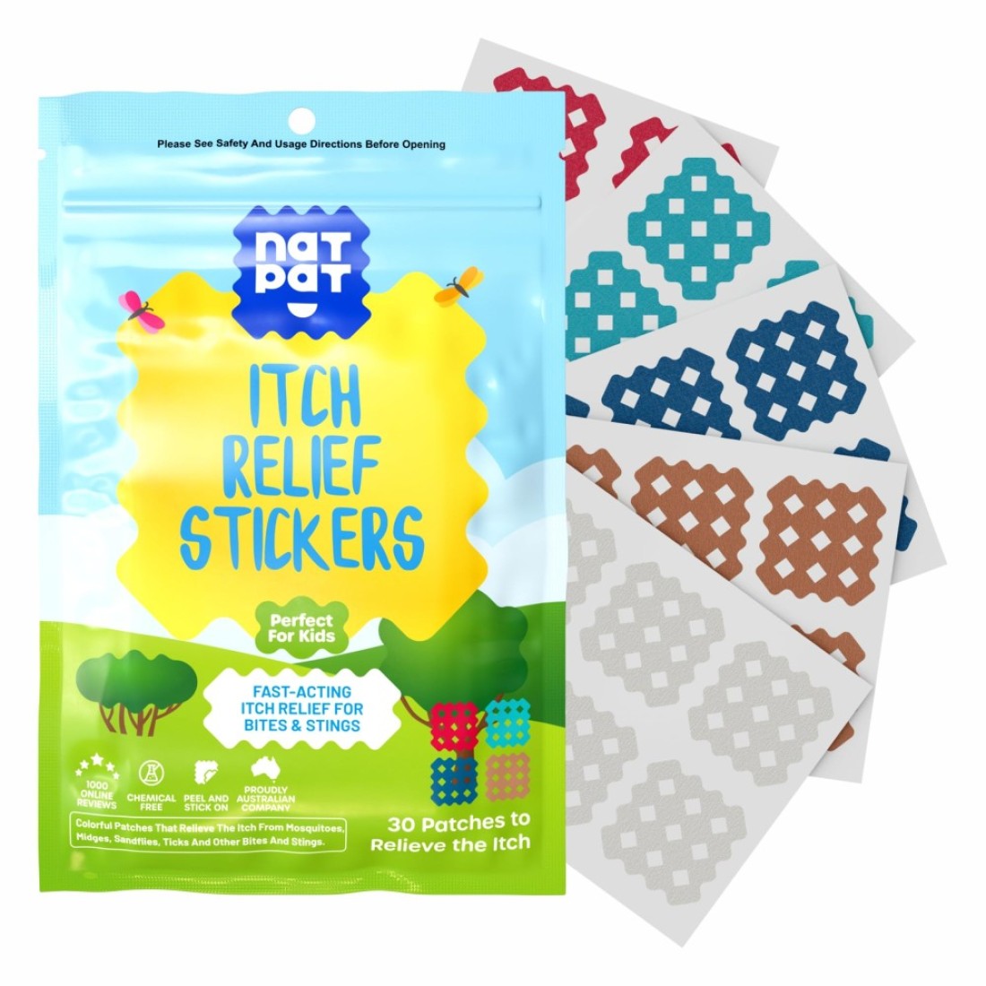 NATPAT Magic Patch Itch Relief Patches Insect Bite Patch for Mosquitos Ticks Midges Sandflies and Bed Bug Bites 30 Count BUZZPATCH The Original Natural Patch for Itch Relief