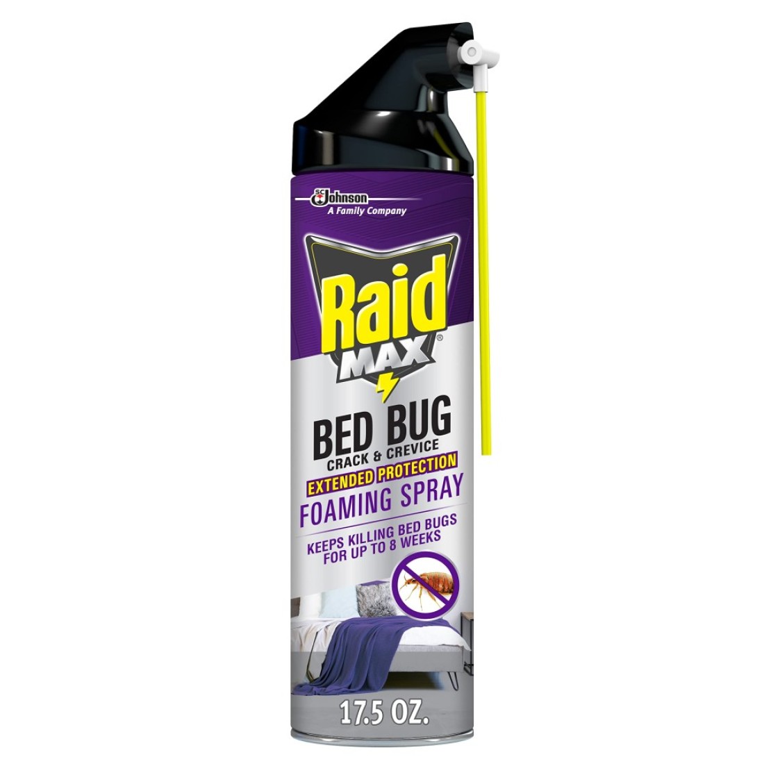 Raid Max Bed Bug Crack Crevice Extended Protection Foaming Spray Kills Bed Bugs for up to 8 weeks on Laminated Woods and Surfaces 175 oz