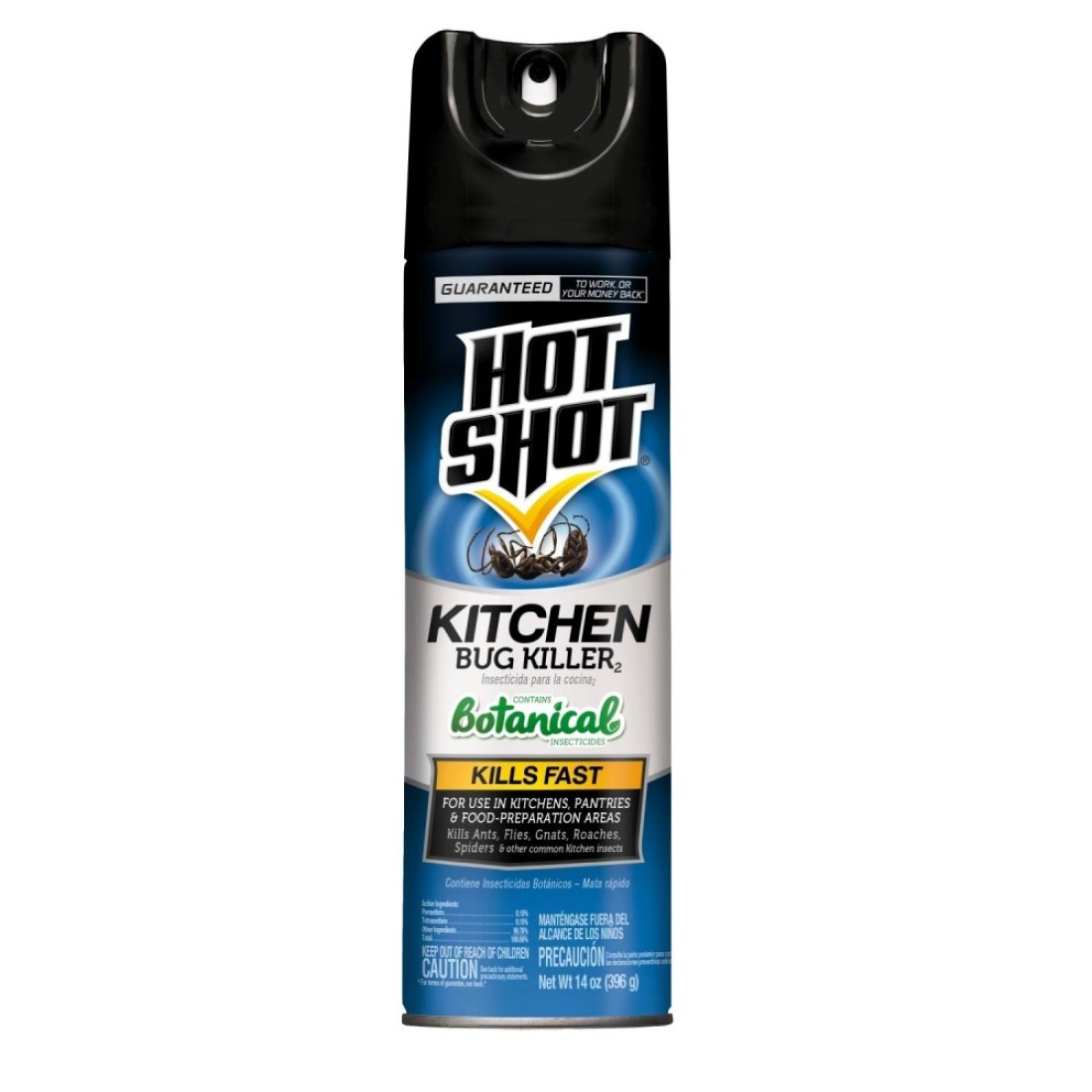 Hot Shot Kitchen Bug Killer Spray, Controls Ants, Flies, Roaches, Spiders and More, Indoor Bug Killer, Botanical Insecticides, 14 Ounce