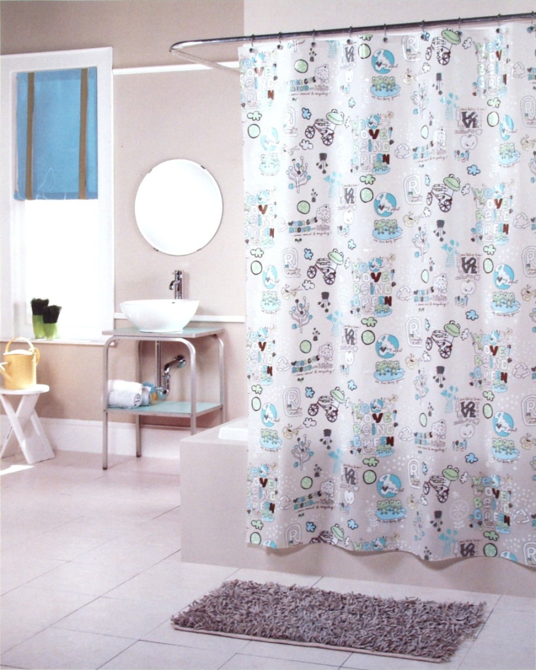 BigKitchen Love to Be Green Freog Vinyl Shower Curtain, 72 x 70 Inch
