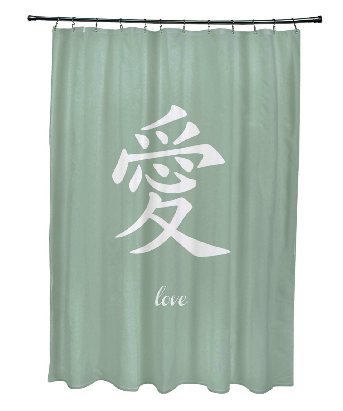 E by design SCWN509GR15 71 x 74-inch, Love, WordPrint Shower, Green