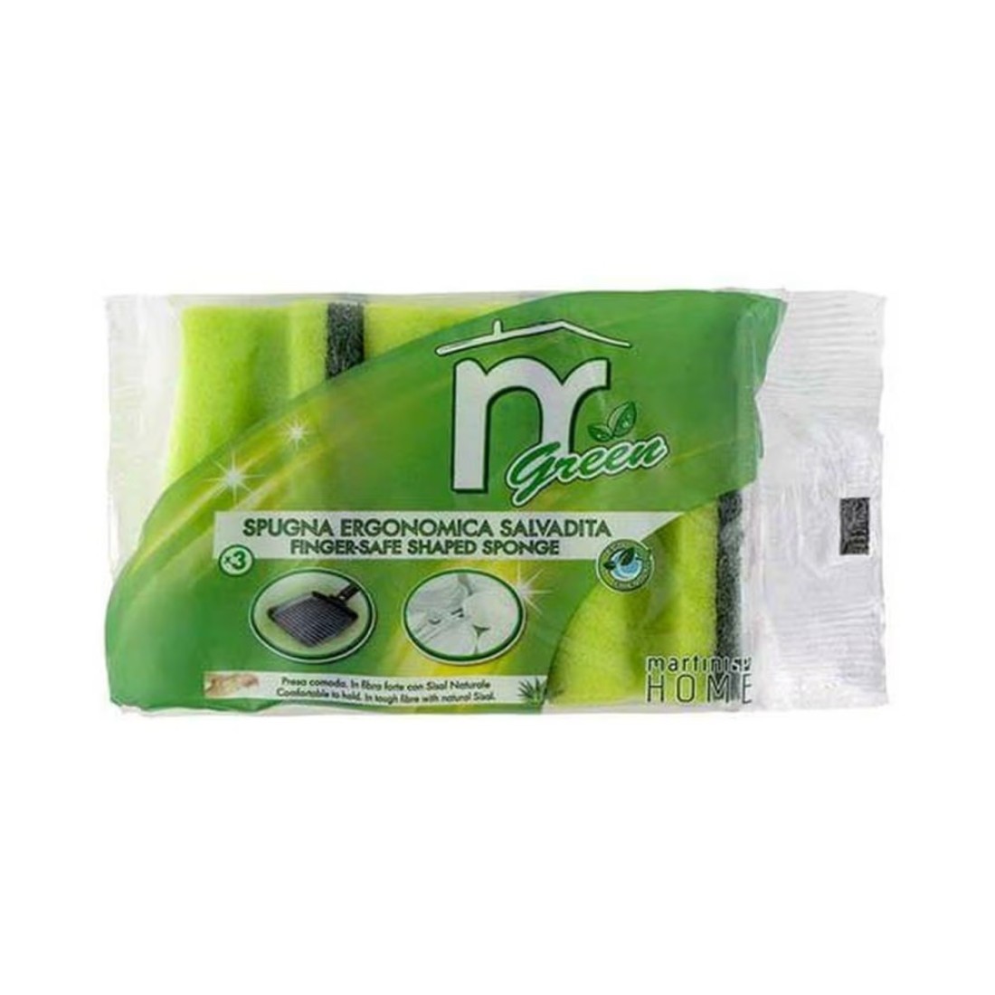 Martini Spa Mgreen Finger Safe Shaped Sponge Green 3 PCS