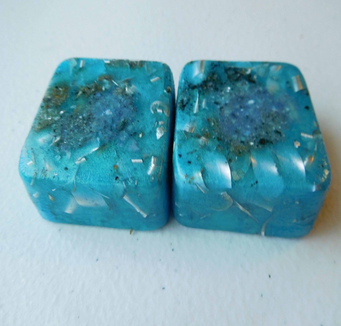 Blue Green 2 Mini Cube Tower Busters Crystal Orgone Many Beautiful Ingredients Blue Green