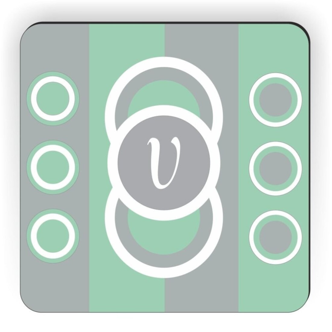 Rikki Knight V Initial Circle Design Square Fridge Magnet, Mint Green