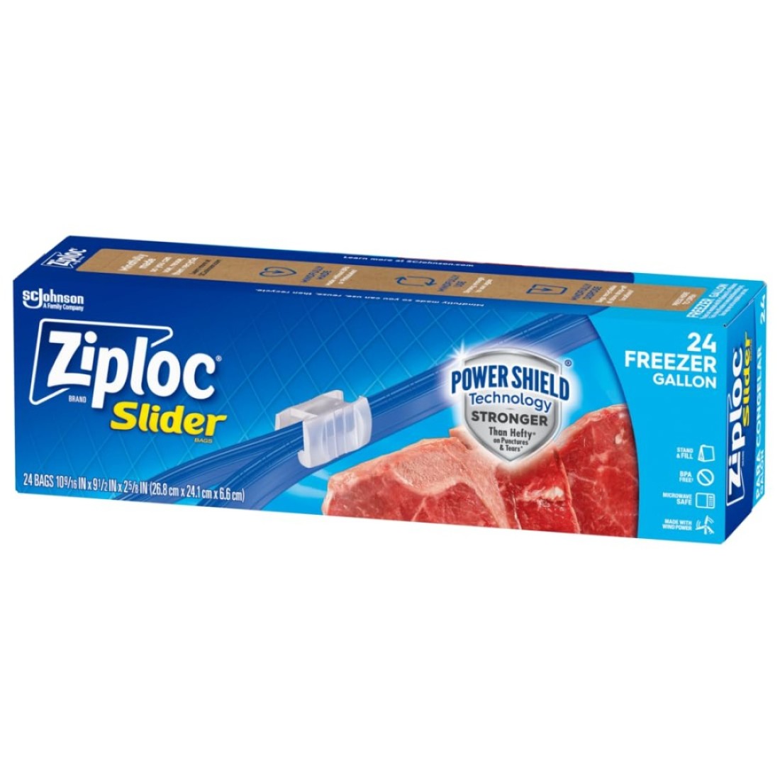 Ziploc Gallon Food Storage Freezer Slider Bags Power Shield Technology for More Durability 24 Count