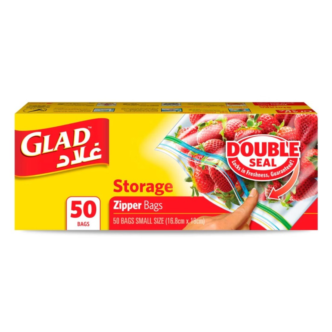 Glad Storage Zipper Bags, 50 Bags, 27.4cm x26.5cm