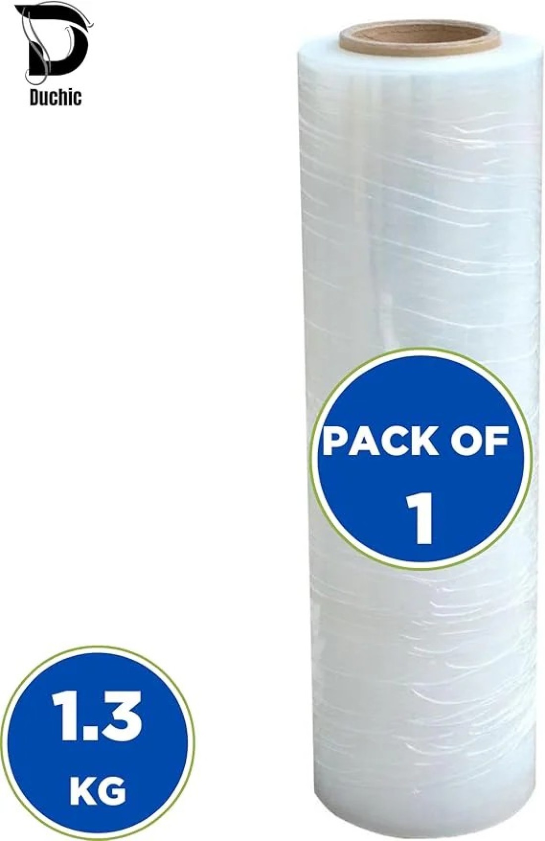 Duchic, [1 Roll] Clear Stretch Film Wrap - 500mm Heavy Duty Plastic Shrink Wrap for Pallet Wrap, Packing, Moving and Packaging - Cling Wrap, 1.30 kg, 400g core