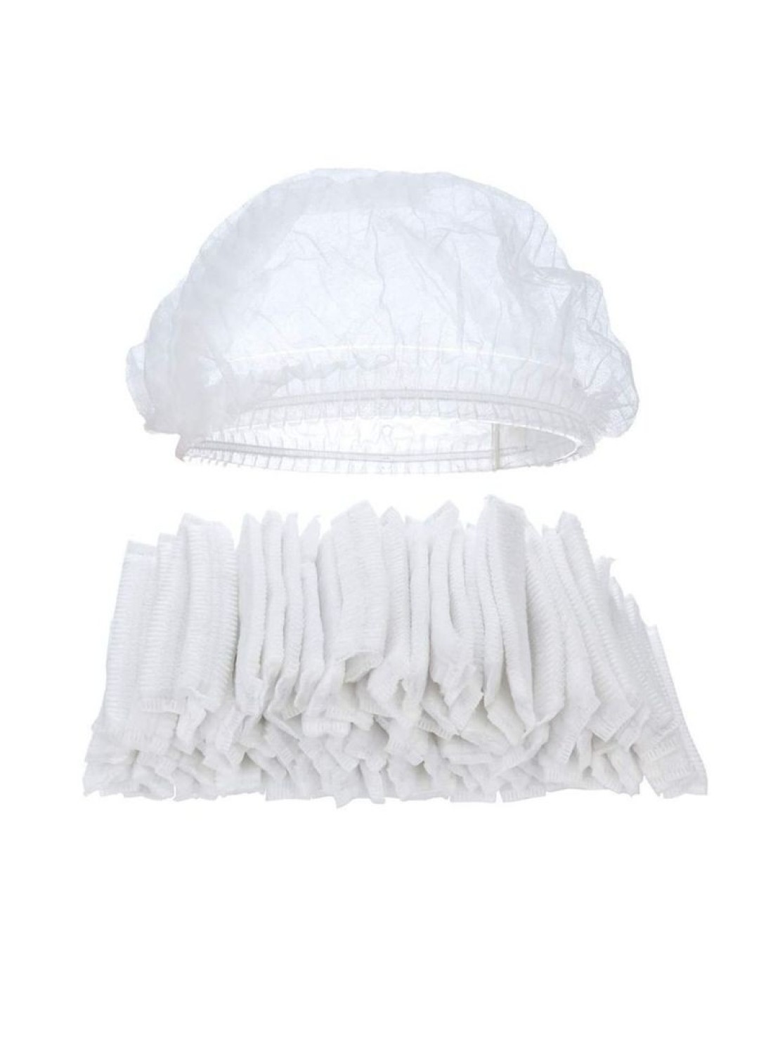 Marrkhor Disposable Bouffant Hair Net Kitchen Bathroom Cafeteria Restaurant Elastic Shower Cap White 100Pc