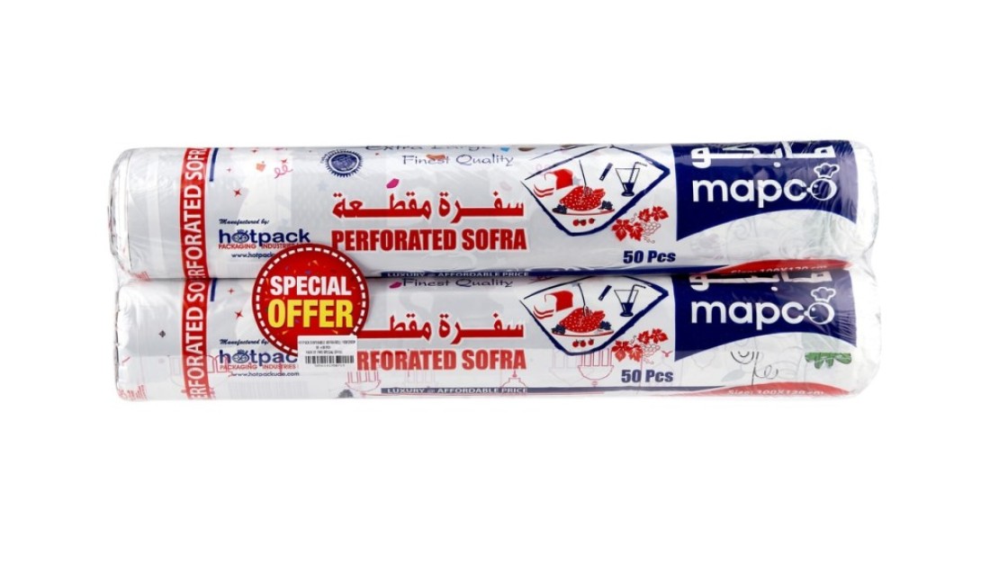 Hotpack Disposable Perforated Sofra Luxury Roll 100x120cm, 50 Sheets, Pack of 2 Roll