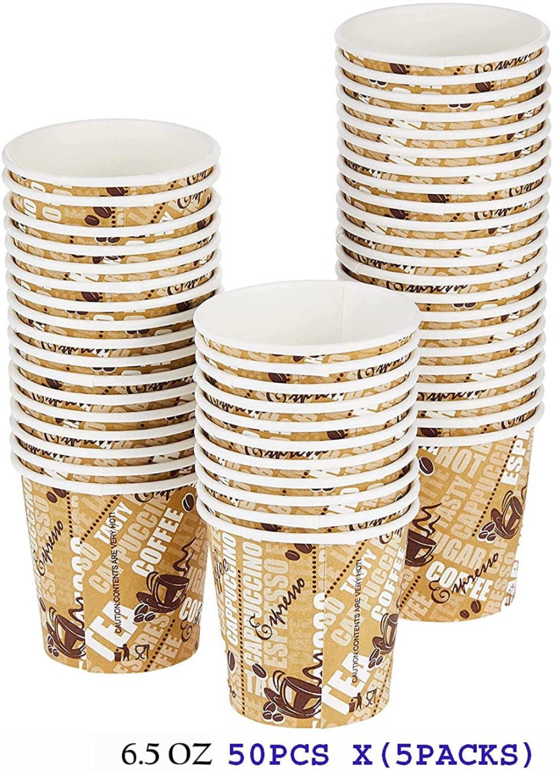 AL SAQER 250-Piece (5 SETTS) Paper Tea Cups 6.5 oz-Disposable Tea and Cofee Cups and Cawa cups