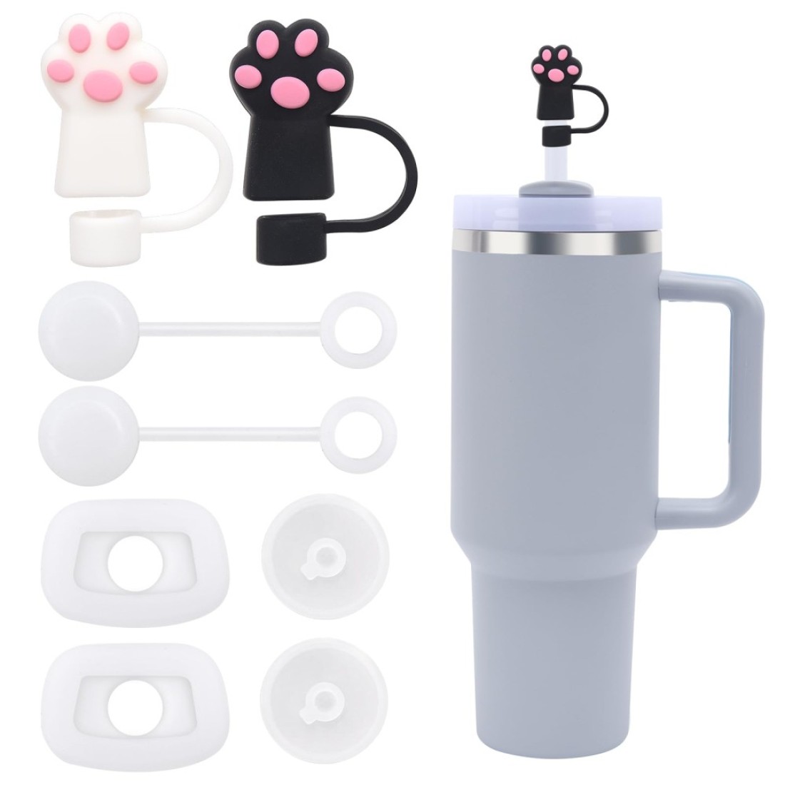Raymall Spill Stopper For Stanley Cup 40oz 20 Quencher Tumbler 8pcs Silicone Spill Proof Stopper With Straw Cover Round and Square Leak Proof Stopper Accessories For 30oz Stanley Spill Stopper