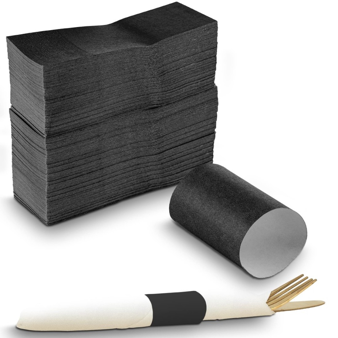 MT Products Black Self-Adhering Bond Paper Napkin Band - 1.5&quot; x 4.25 (Pack of 750 Pieces)