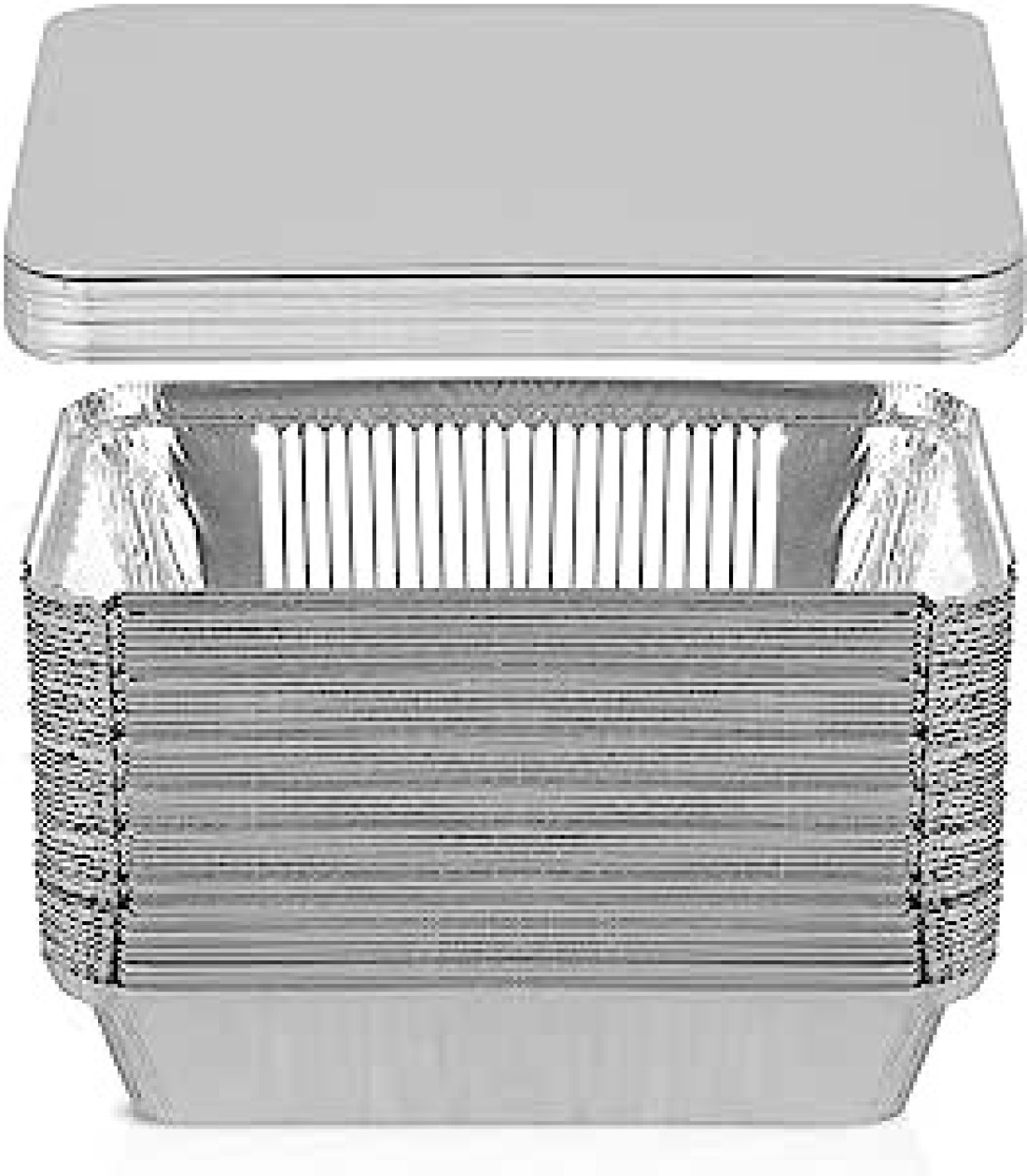 Vsell24 680Cc 50Pc Disposable Aluminium Containers Foil Pans With Lids For Food Storage