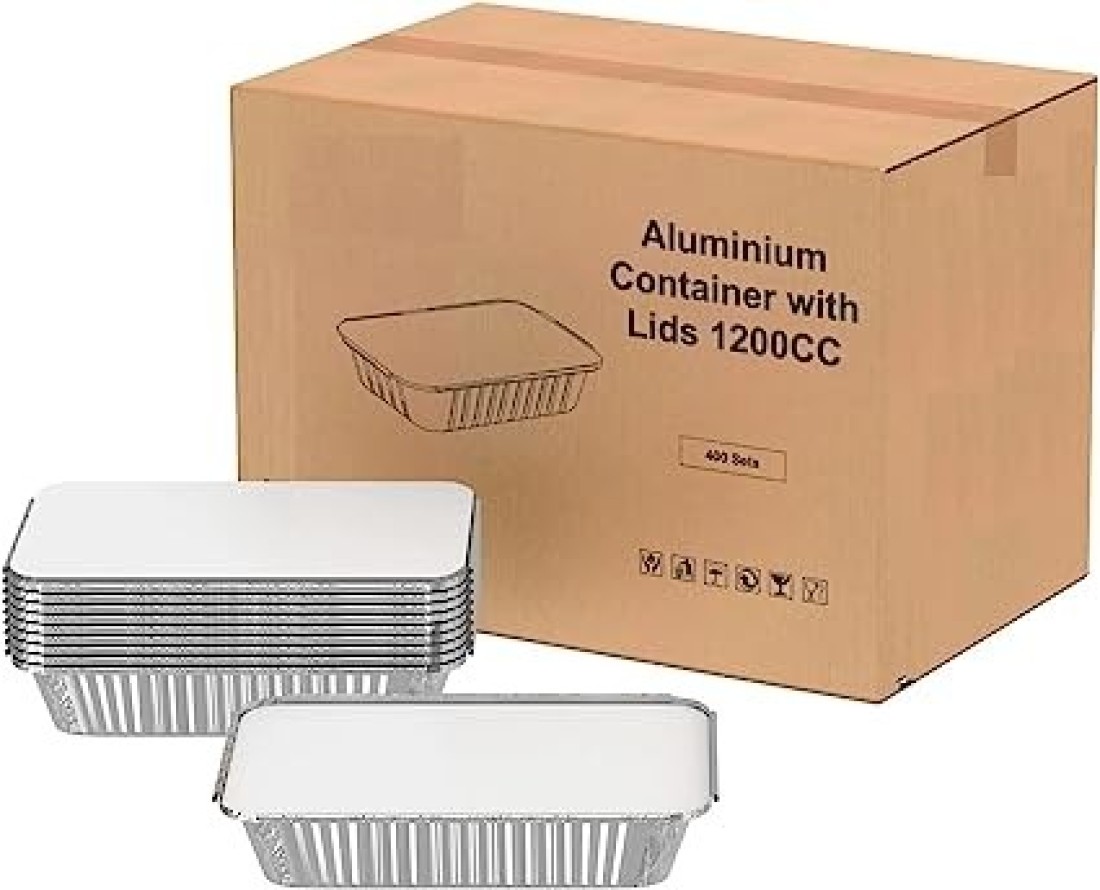 Vsell24 1200Cc 400Pc Disposable Aluminium Containers Foil Pans With Lids For Food Storage