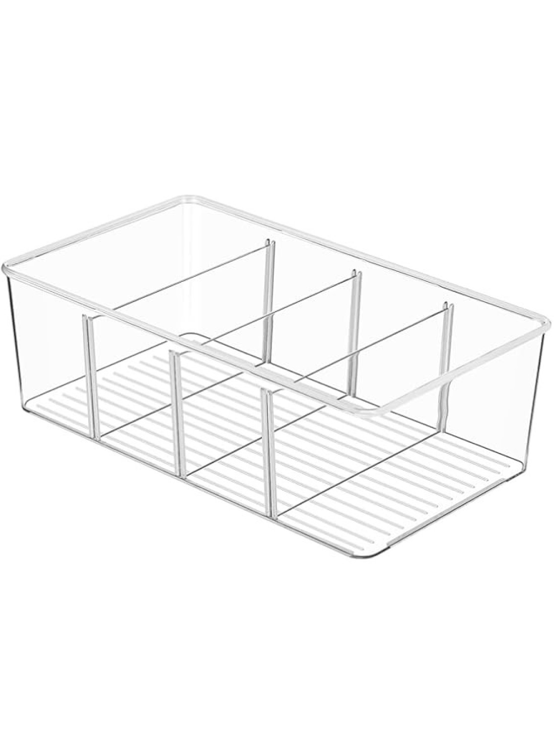 NALACAL Tea Storage Boxes, Plastic Tea Box with 4 Compartments, Stackable Tea Bag Holder, Tea Caddy for Tea Bags, Sugar, Coffee Pods, Kitchen Storage and Organisation Transparent