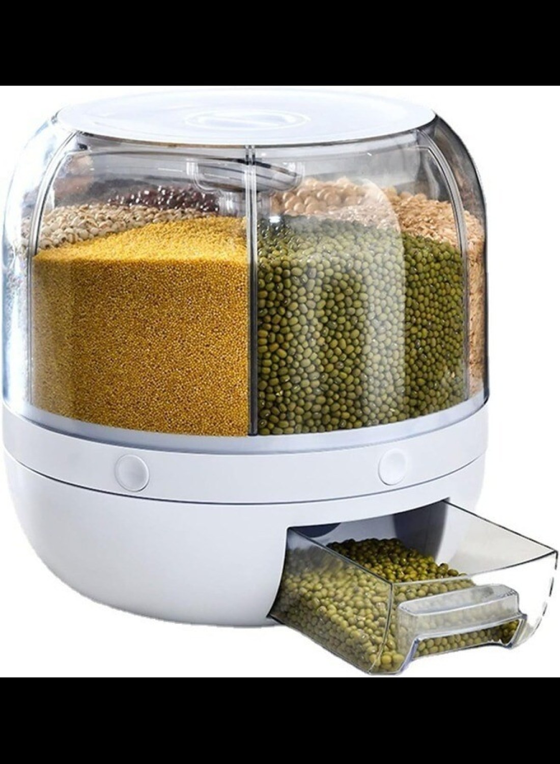 360 Rotating Removable Cover Cereal Dispenser, Classification Press Buttonn Rice Cup, Kitchen Dry Food Storage Organizer for Small Grains Beans Rice(small)