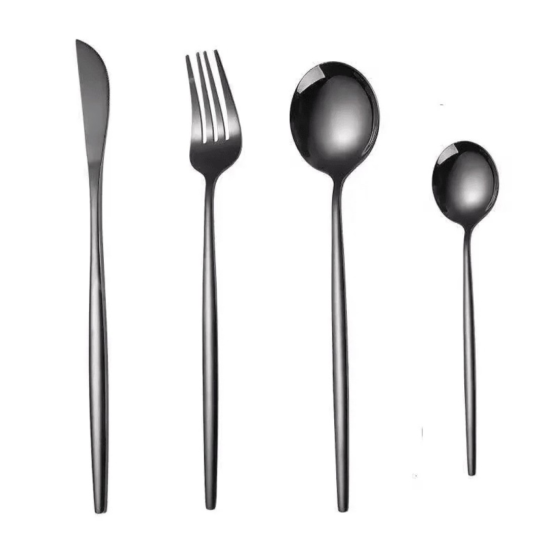 MAAC Home Chic Black Cutlery Set for Stylish Dining Rooms - Set of 24 Luxurious Elegant Durable and Classic Premium Design Cutlery Set Perfect for everyday use, and get together, restaurant, banquet