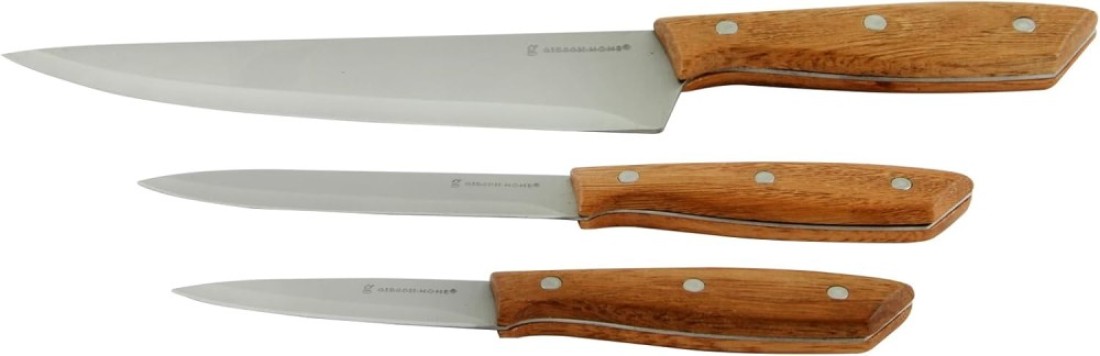 Gibson Home Seward 3 Piece Stainless Steel Cutlery Set with Wood Handles