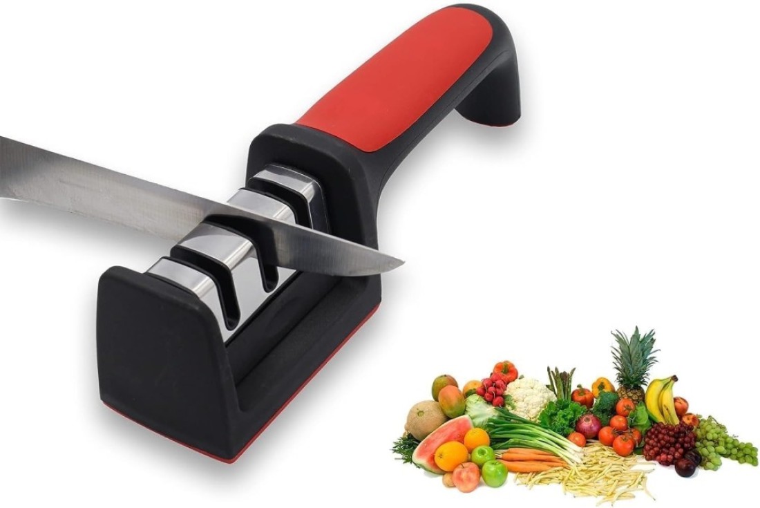 Knife Sharpener for Sharpening and Polishing Kitchen Knives - Black