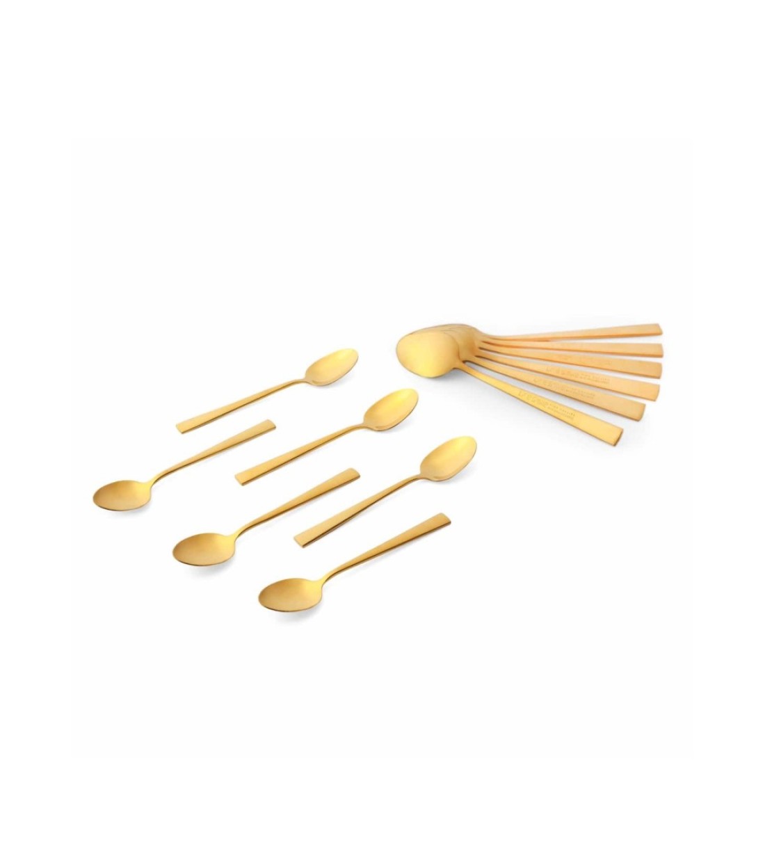 LIFE SMILE - 12pcs Cutlery Set, 18/10 Stainless Steel, Flatware Set, 12pcs Dinner Spoon, Shine Gold, for Home Kitchen, Mirror Polished