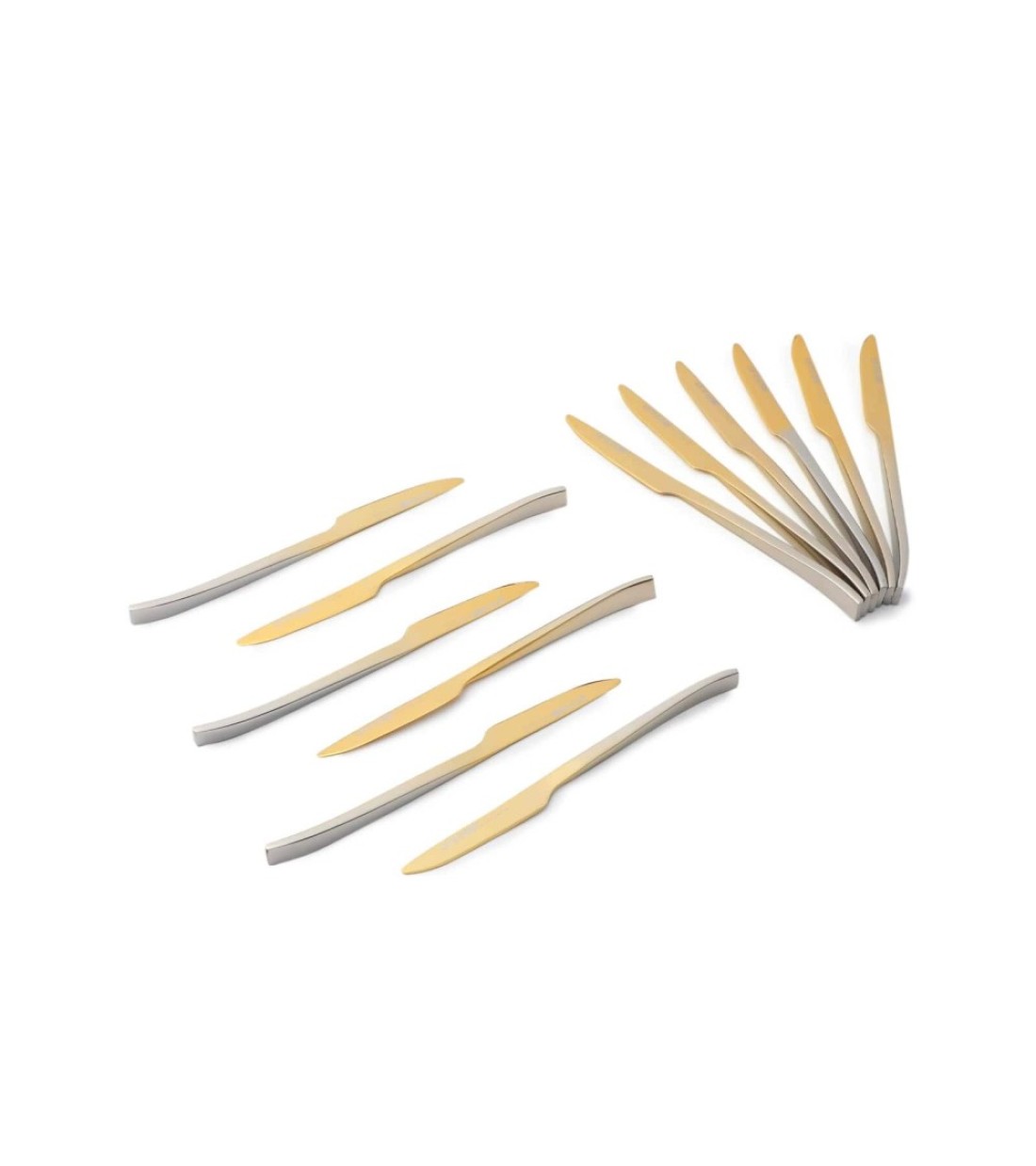 LIFE SMILE - 12pcs Cutlery Set, 18/10 Stainless Steel, Flatware Set, 12pcs Fruit Knife, Gold Gradient, for Home Kitchen, Mirror Polished