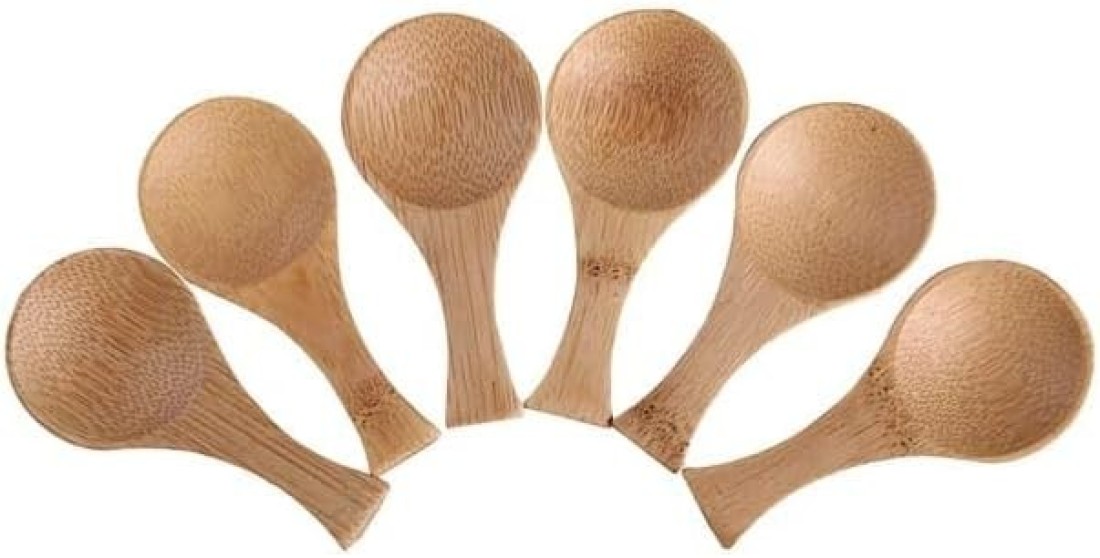 Liying 6Pcs Small Handle Wooden Spoons, Wooden Spoon for Cooking Japanese Wooden Spoon for Kitchen Soup Mixing Baking
