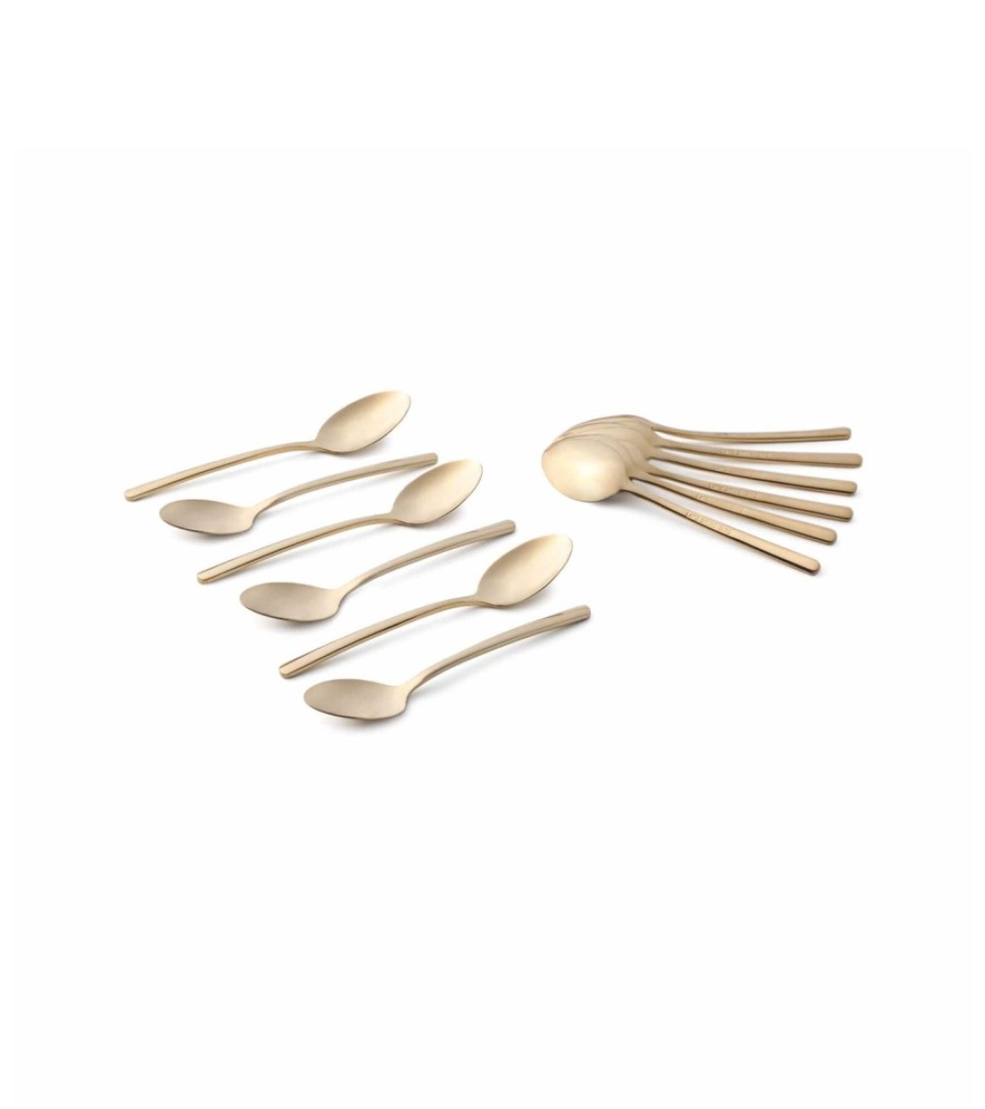 LIFE SMILE - 12pcs Cutlery Set, 18/10 Stainless Steel, Flatware Set, 12pcs Dinner Spoon, Shine Champagne Gold, for Home Kitchen, Mirror Polished
