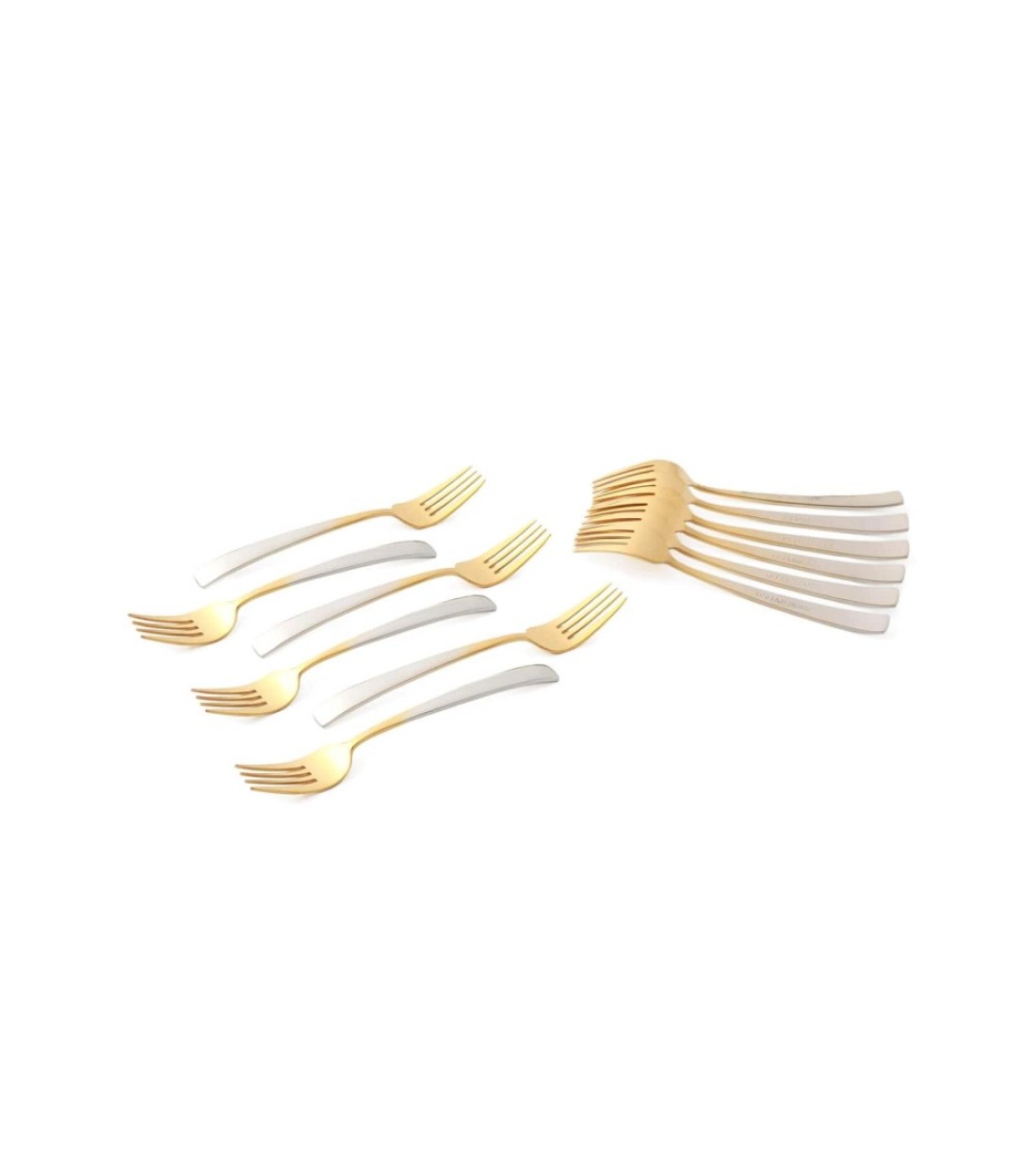 LIFE SMILE - 12pcs Cutlery Set, 18/10 Stainless Steel, Flatware Set, 12pcs Dinner Fork, Gold Gradient, for Home Kitchen, Mirror Polished