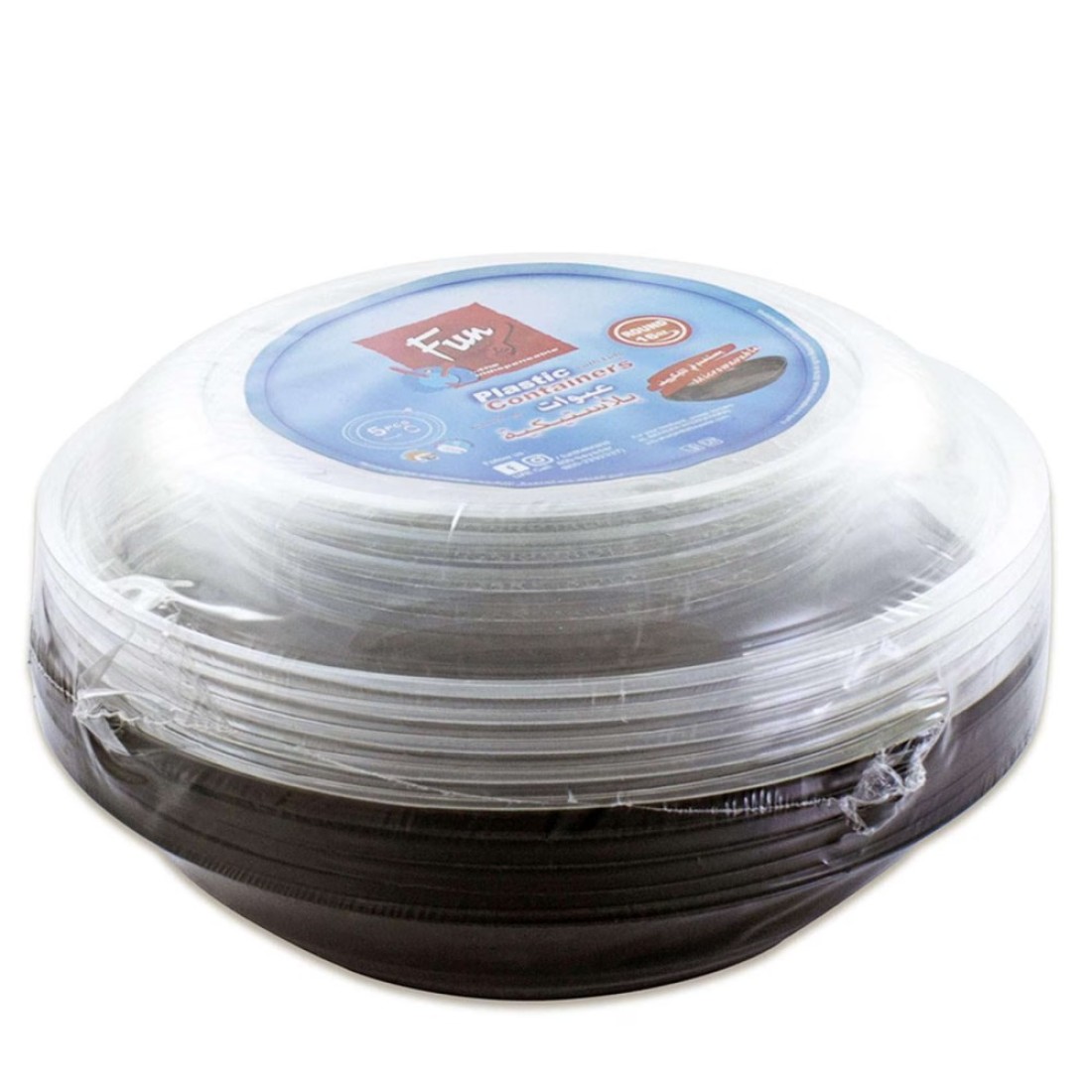 Fun Multipurpose Round Containers With Lid 500ml Black 5 PCS