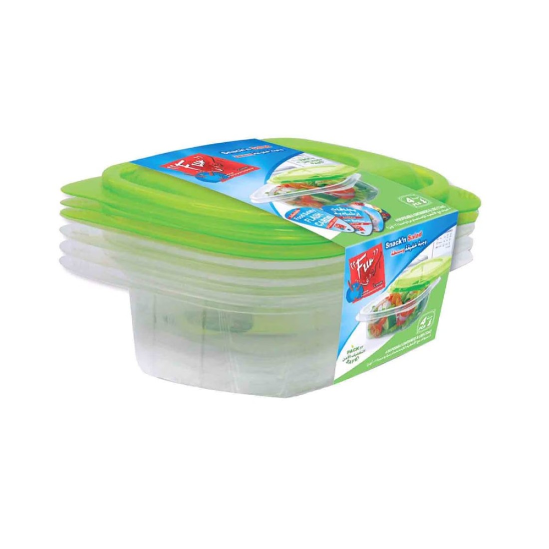Fun Multipurpose Containers With Lid Clear And Green 355ml 5 PCS