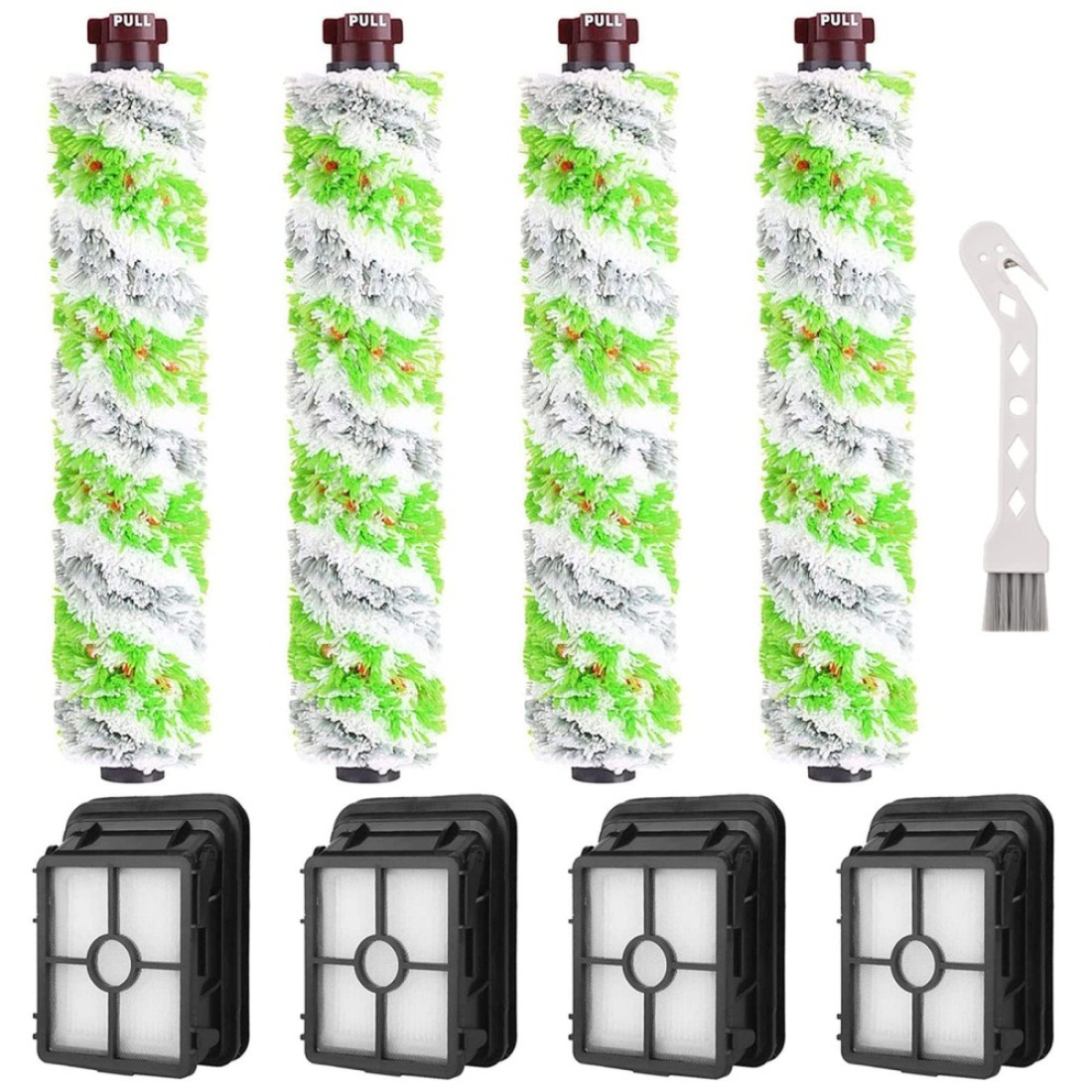 8 Pack Replacement Parts for Bissell CrossWave Pet Pro 2306A &amp; CrossWave 1785 Series 3888A Vacuum Cleaner, 4 Pack 2460 Brush Rolls, 4 Pack 1866 Filters, Compare to Part 1613568&amp;161-3568, 1608684
