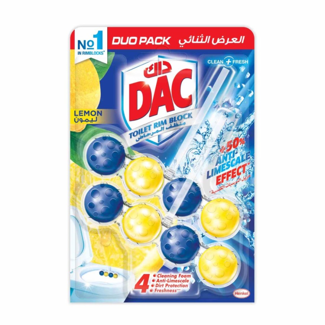 DAC Power Active Lemon Toilet Rim Block Duo Pack 100g
