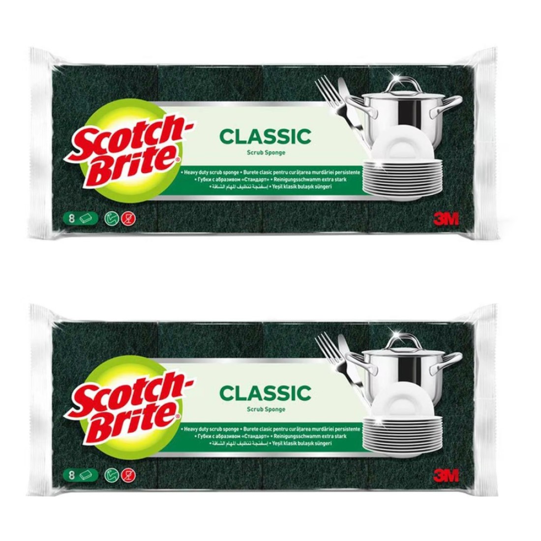 Scotch-Brite Heavy Duty Laminate 8 Sponge Green 2 PCS