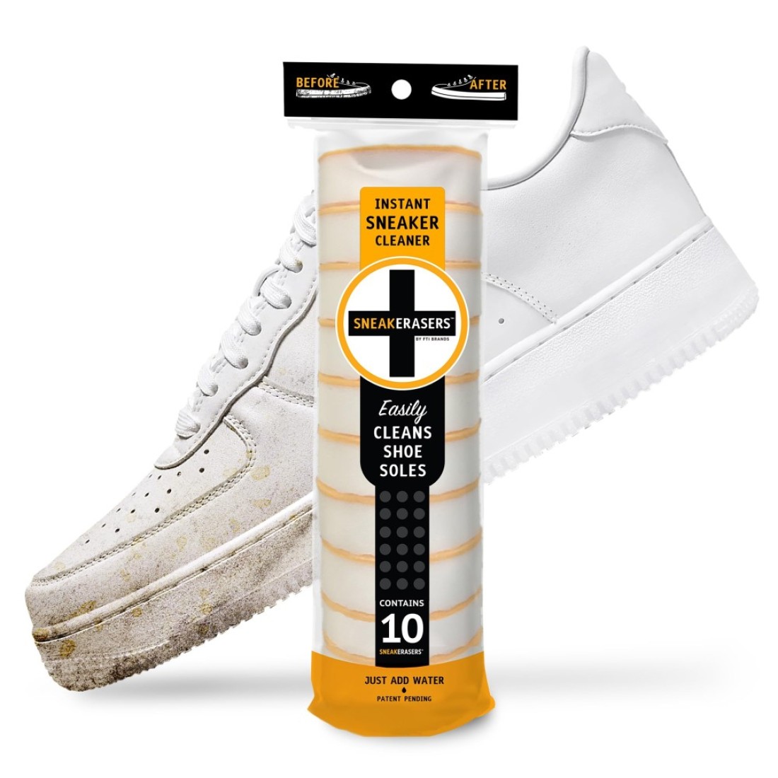 SneakERASERS Instant Sole and Sneaker Cleaner, Premium, Disposable, Dual-Sided Sponge for Cleaning &amp; Whitening Shoe Soles (1 Pack)