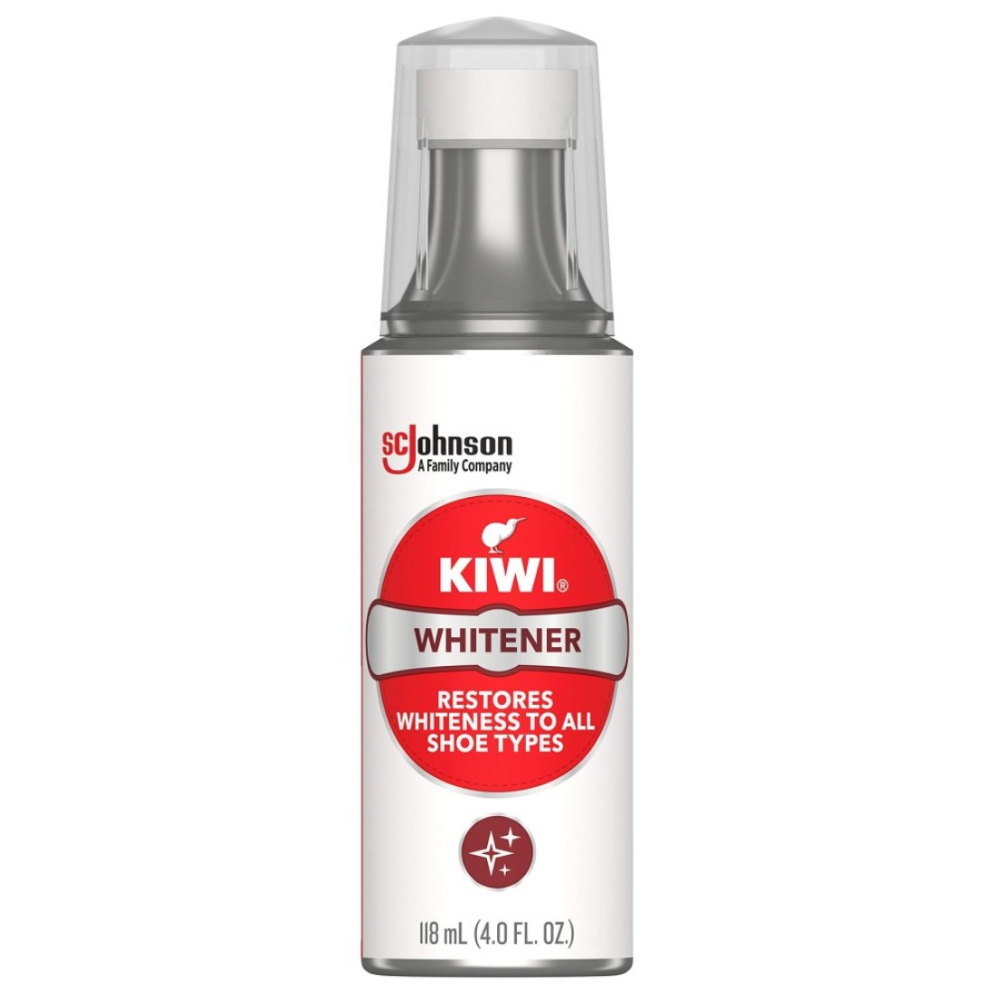KIWI Shoe Whitener For Leather Vinyl Canvas Nylon and More 4 Fl Oz Includes Sponge Applicator