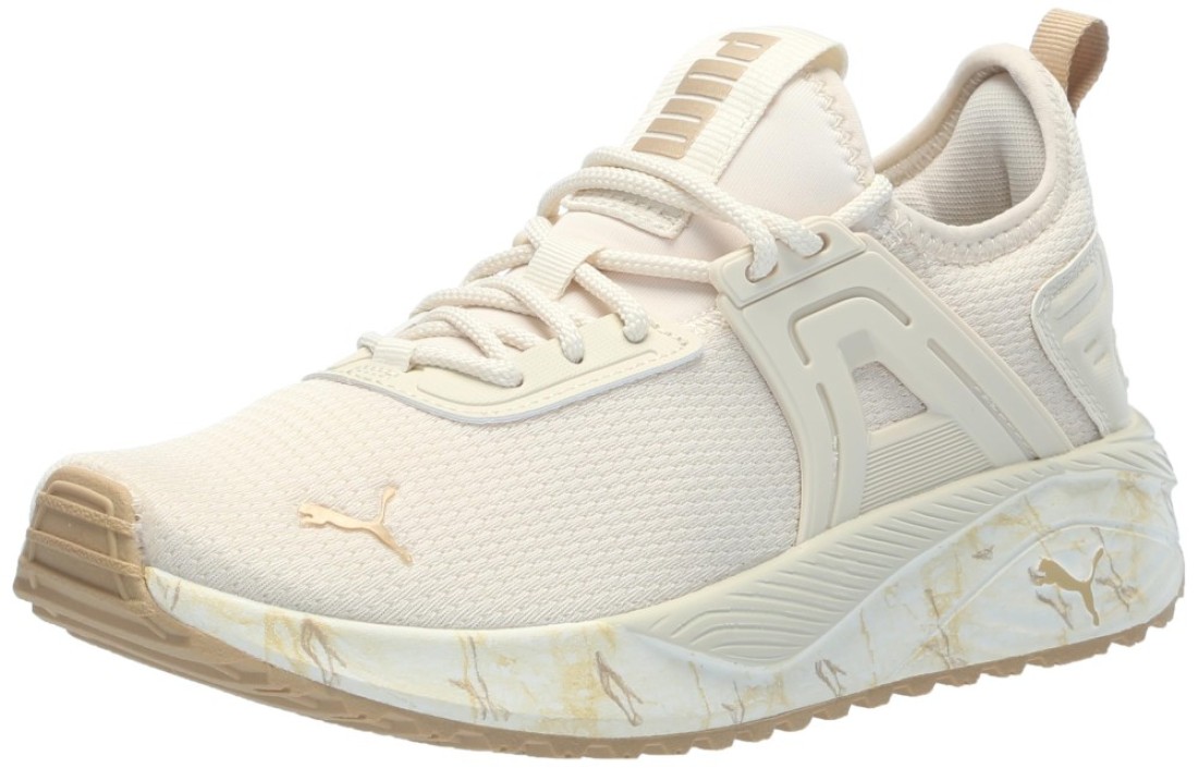 PUMA Women&#39;s Pacer 23 Sneaker, MARBLEIZED-Alpine Snow Gold, 9.5