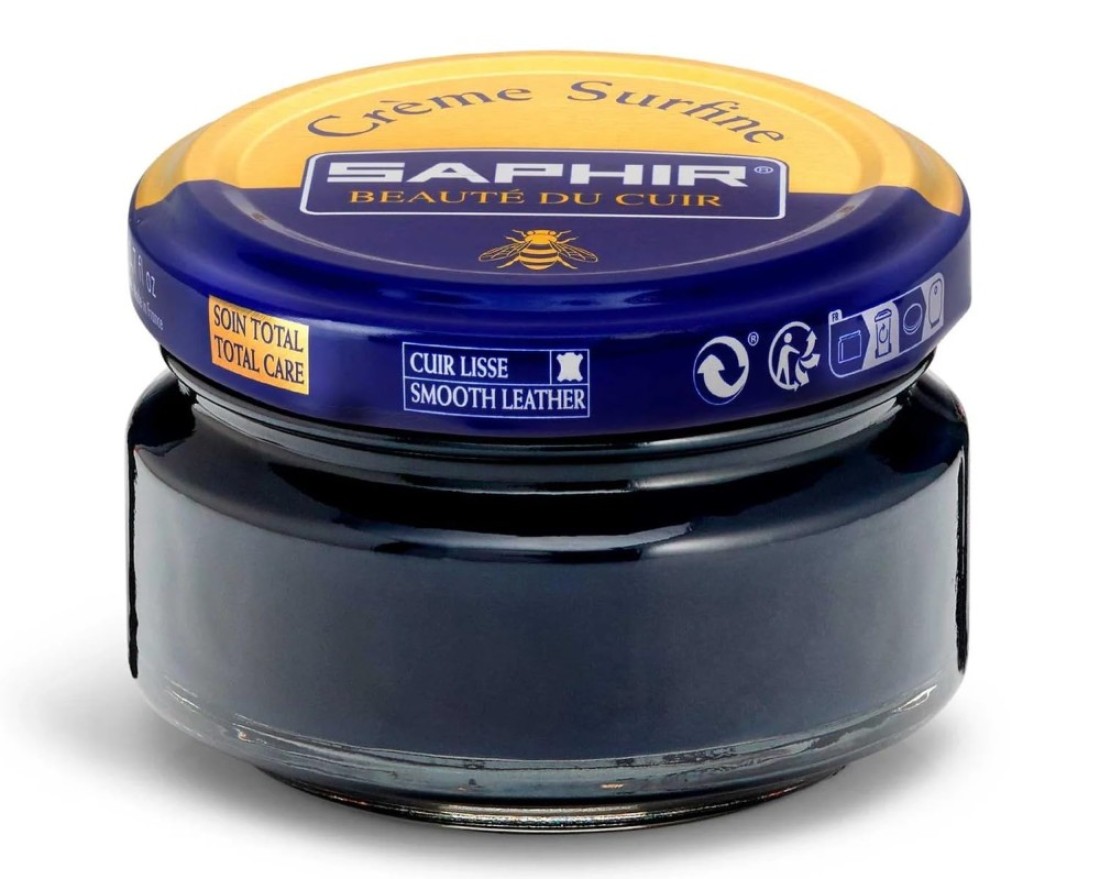 SAPHIR Creme Surfine Pommadier Shoe Polish Beeswax Cream for Leather Products Navy Blue