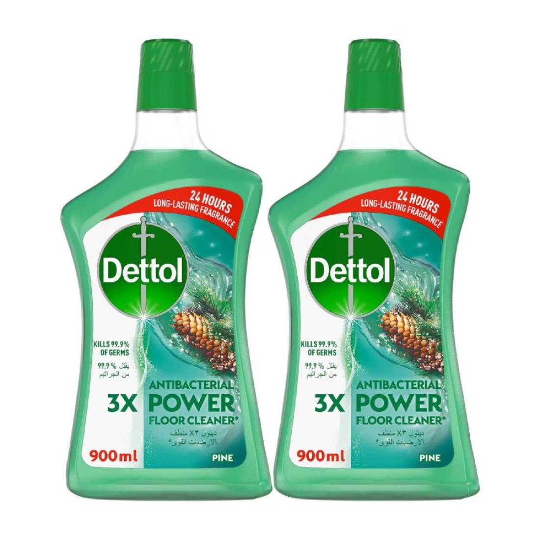 Dettol Antibacterial 3x Power Floor Cleaner Pine 900ml Pack of 2
