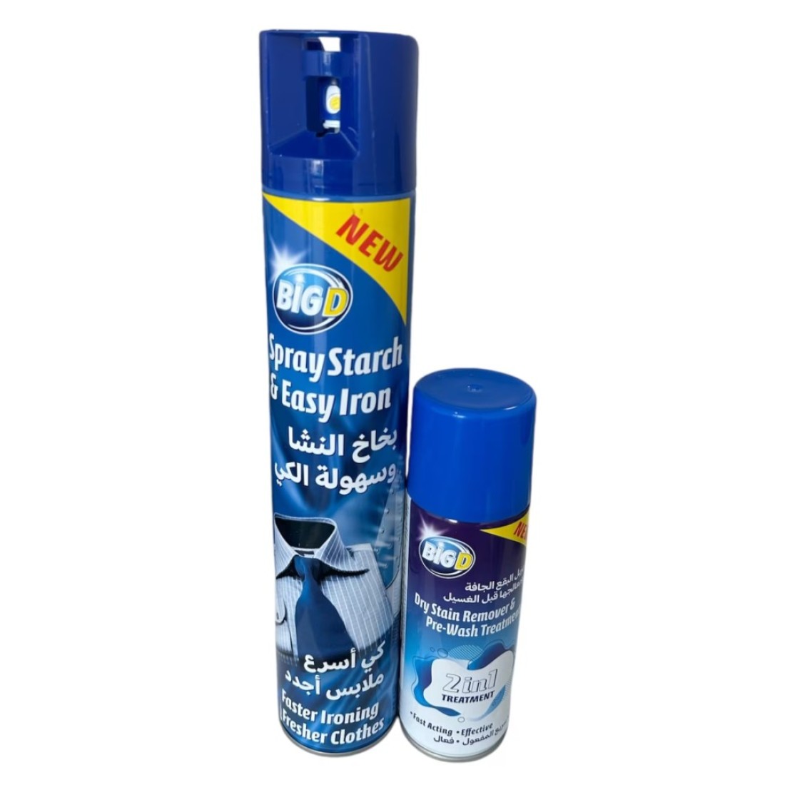 Big D Spray Starch &amp; Easy Iron 500ml + Stain Remover 200ml - Efficient Ironing, Crisp Finish, Powerful Stain Removal