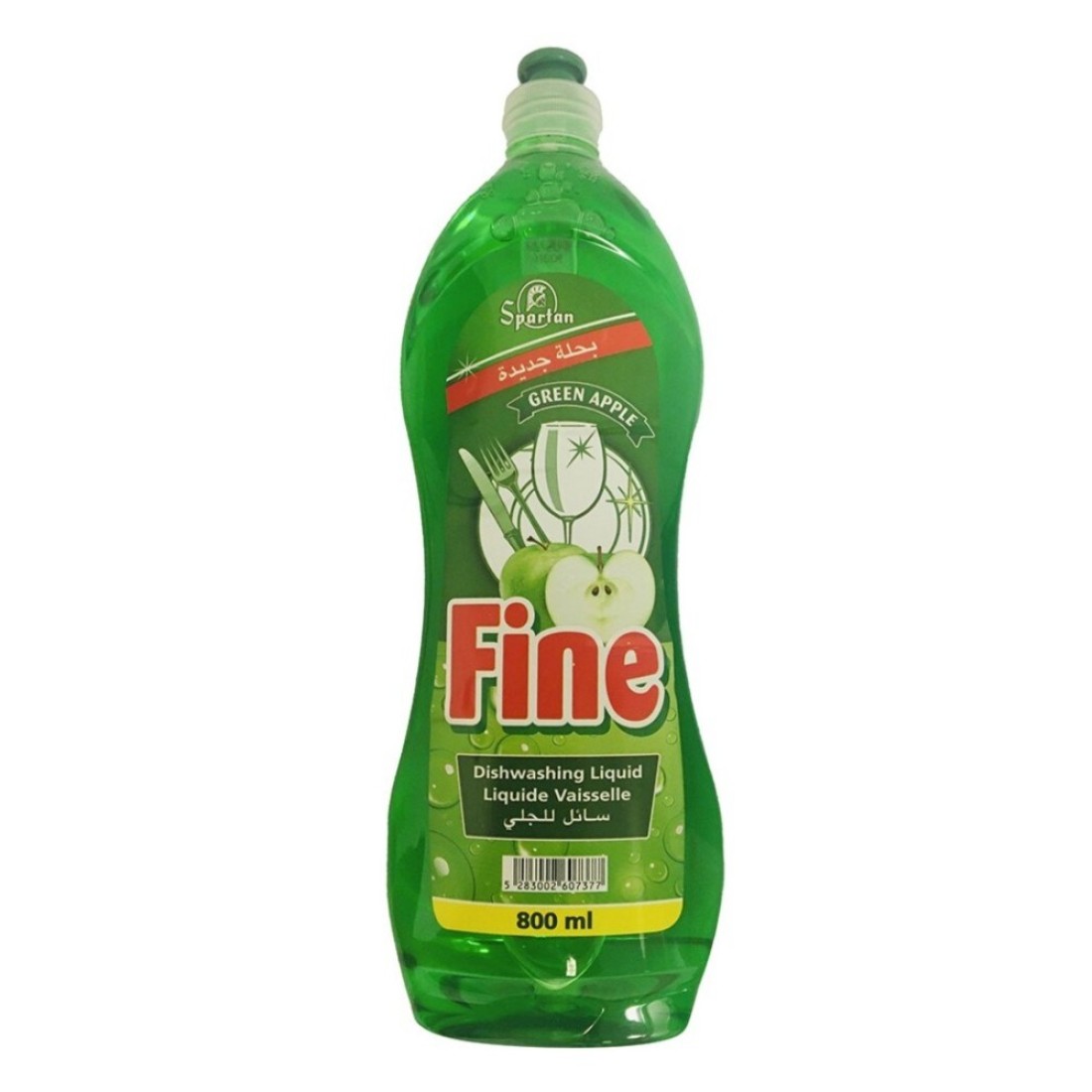 Spartan Fine Dishwashing Liquid &ndash; 800 ml Green Apple-Scented Concentrate for Effective Grease Removal and Gentle Cleaning