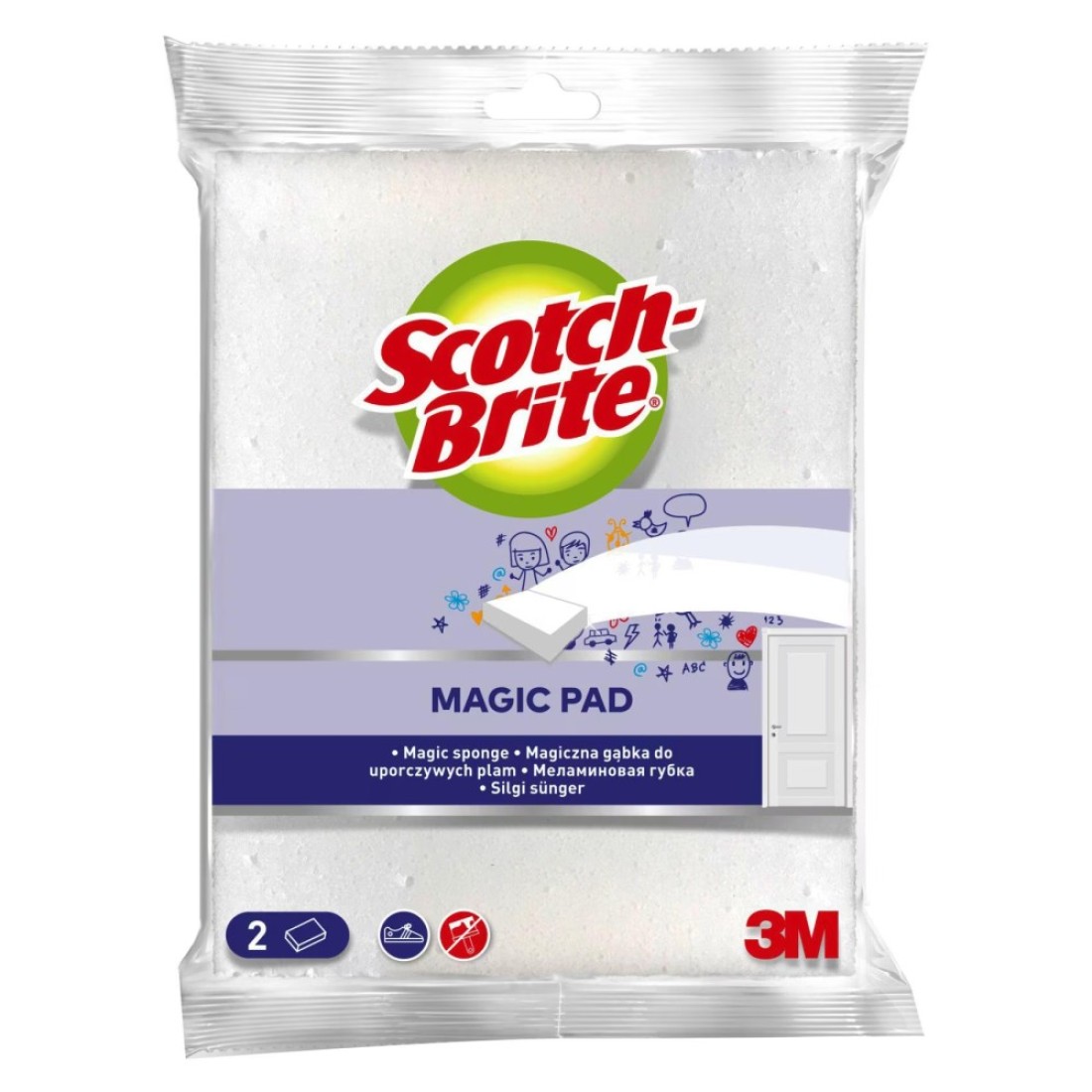 Scotch-Brite Easy Erasing Pad Magic Pad easily removes a variety of stains and marks. 2 units/pack