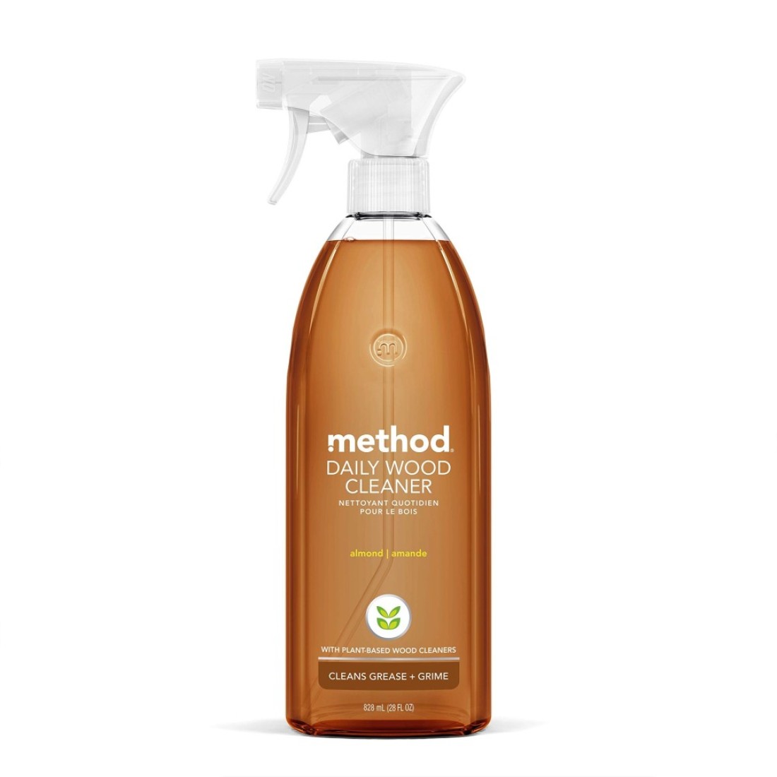 Method Daily Wood Cleaner, Almond, Plant-Based Formula That Cleans Shelves, Tables and Other Wooden Surfaces While Removing Dust &amp; Grime, 28 oz Spray Bottles, (Pack of 1)